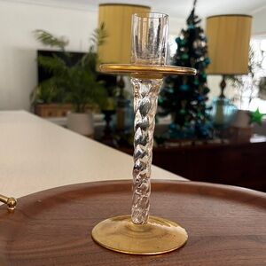 Gold and Clear Glass Candle Holder